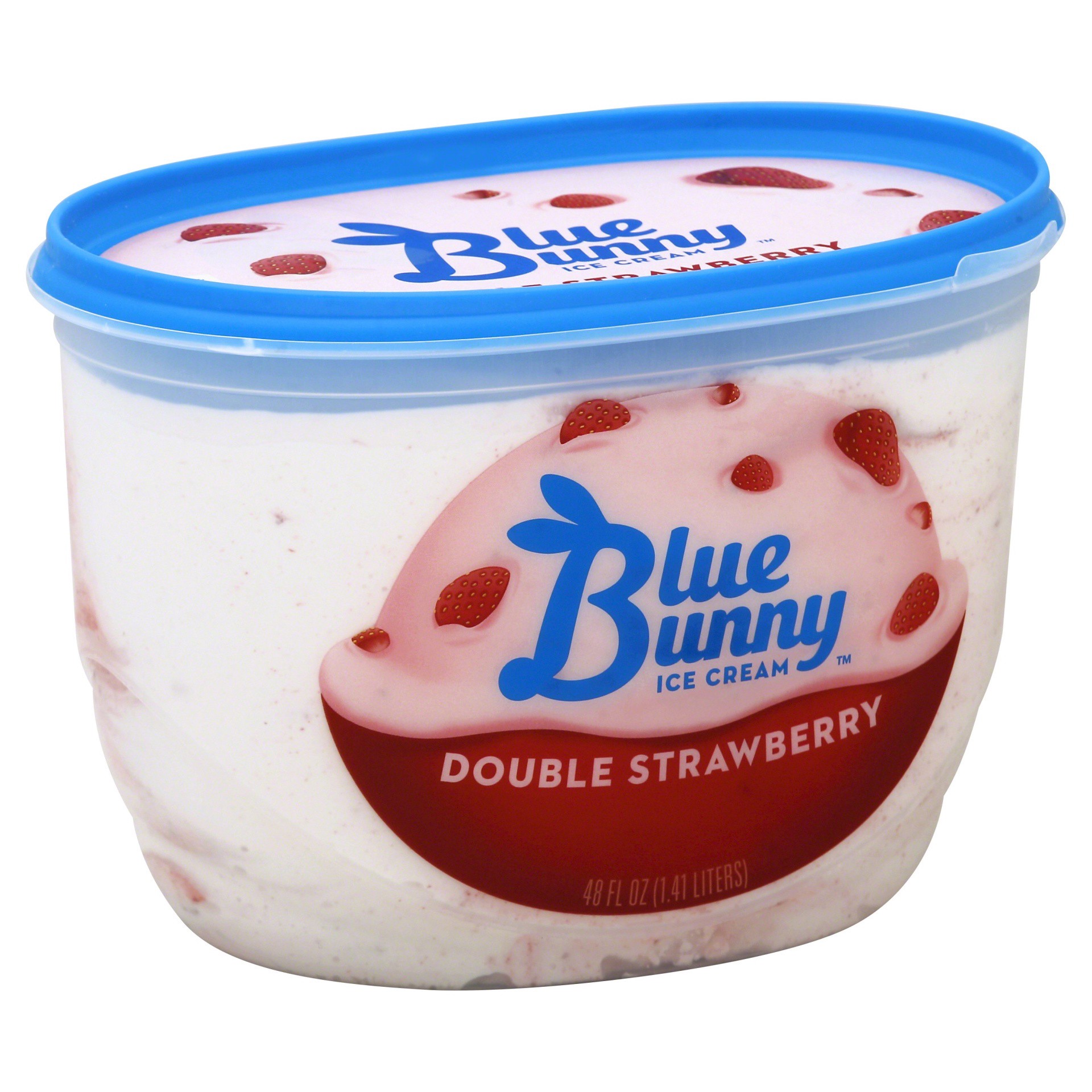 slide 1 of 10, Blue Bunny Premium Double Strawberry Swirl Frozen Dessert, 48 fl oz, 48 fl oz