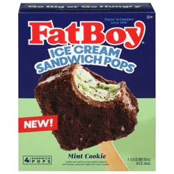 Fat Boy Mint Cookie Ice Cream Sandwich Pops - 4 x 3.5 fl oz Bars