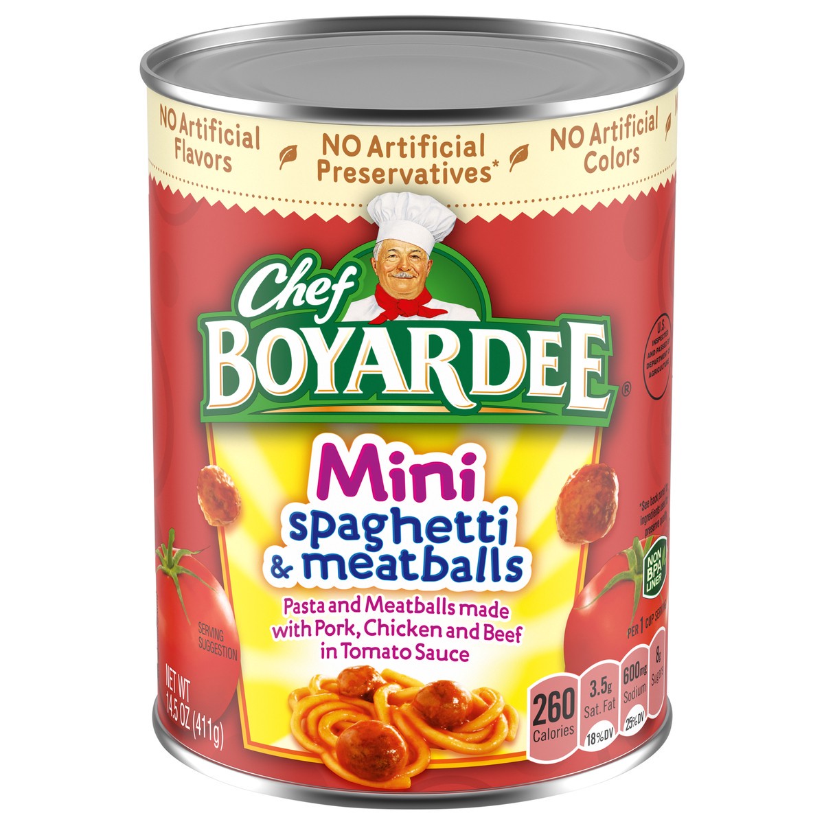 slide 1 of 5, Chef Boyardee Spaghetti & Meatballs Mini 14.5 oz, 14.5 oz