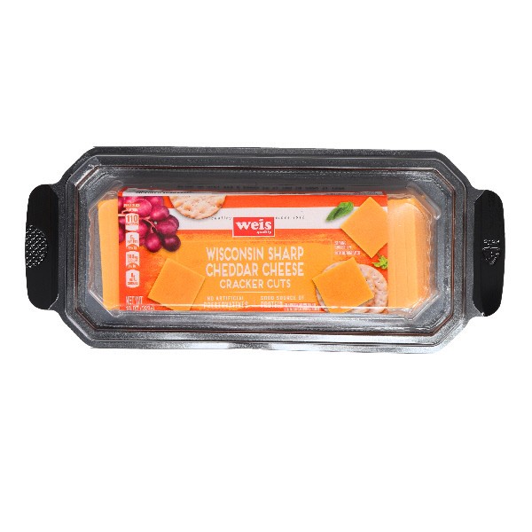 slide 1 of 1, Weis Quality Cracker Cuts Wisconsin Sharp Yellow Cheddar Cheese, 10 oz