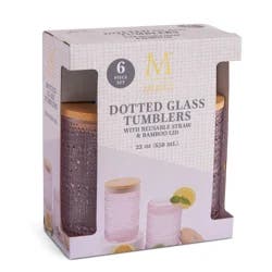 Core Bamboo Medici 2Pc Dotted Glass Tumbler Pnk 22Oz