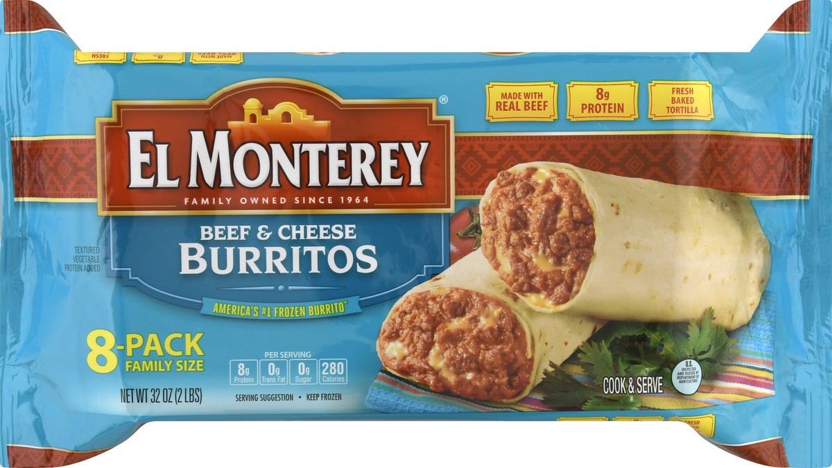 slide 4 of 6, El Monterey Beef & Cheese Burritos, 8 ct; 4 oz
