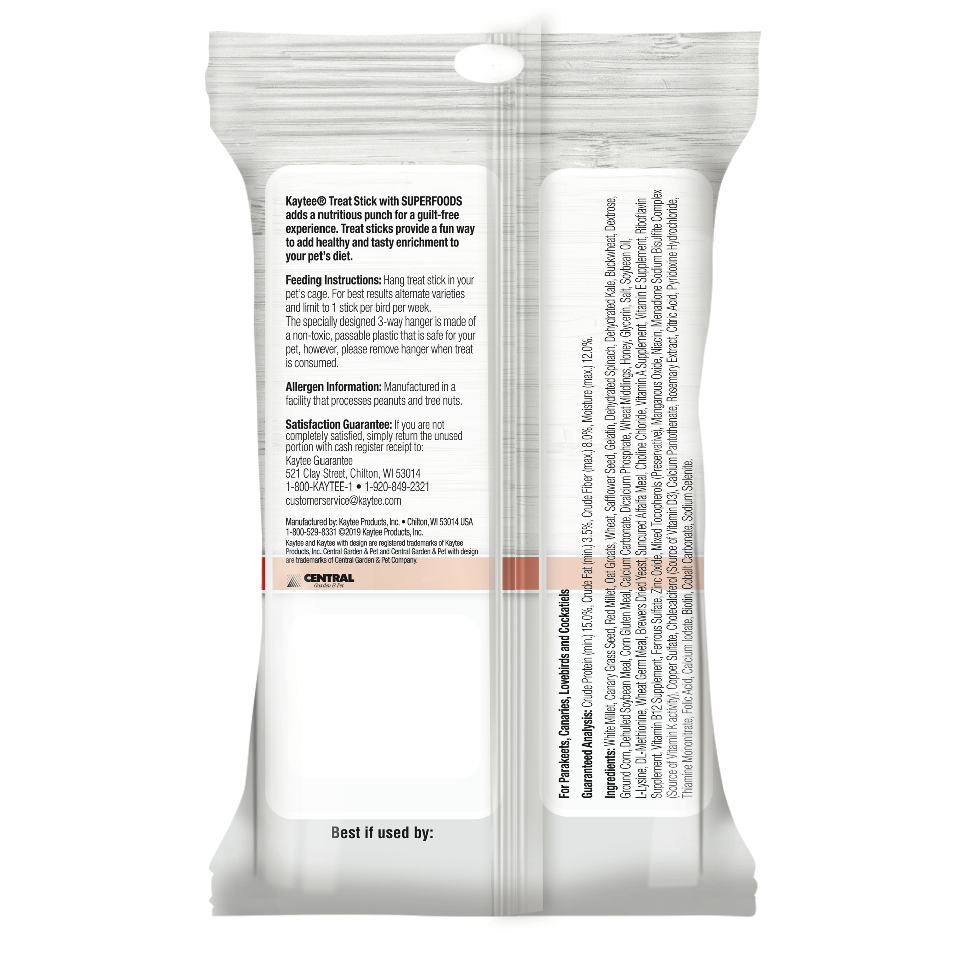 slide 5 of 6, Kaytee Avian Superfood Treat Stick Spinach & Kale 5.5oz, 1 ct