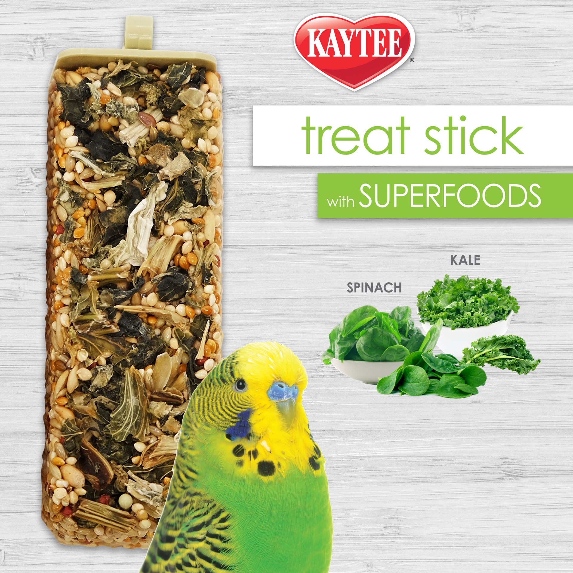 slide 3 of 6, Kaytee Avian Superfood Treat Stick Spinach & Kale 5.5oz, 1 ct