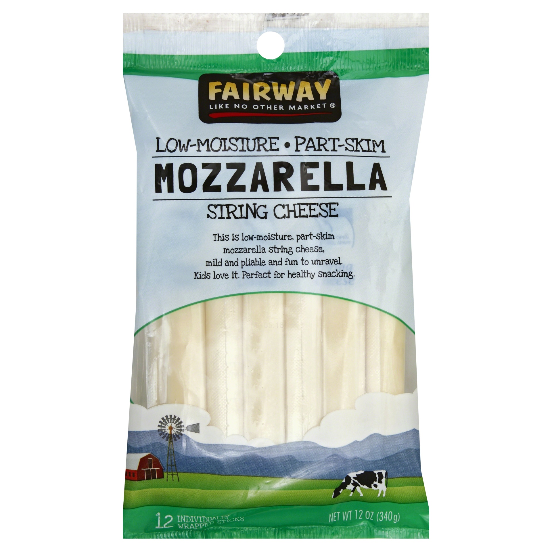 slide 1 of 1, Fairway Mozzarella String Cheese, 12 oz