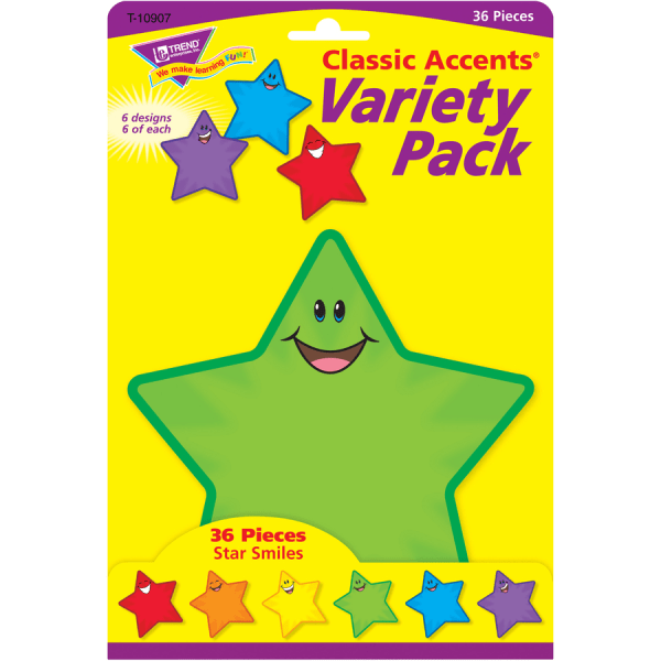 slide 2 of 4, Trend Enterprises Star Smiles Classic Accents Variety Pack, 36 ct
