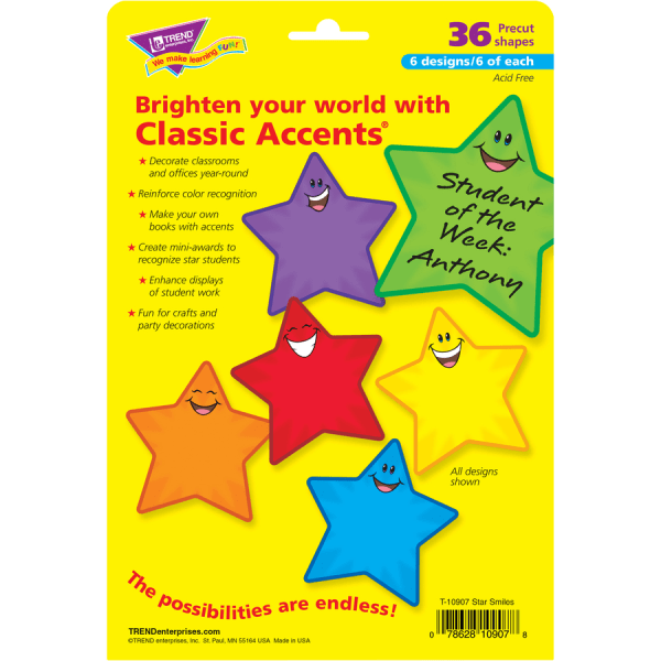 slide 4 of 4, Trend Enterprises Star Smiles Classic Accents Variety Pack, 36 ct
