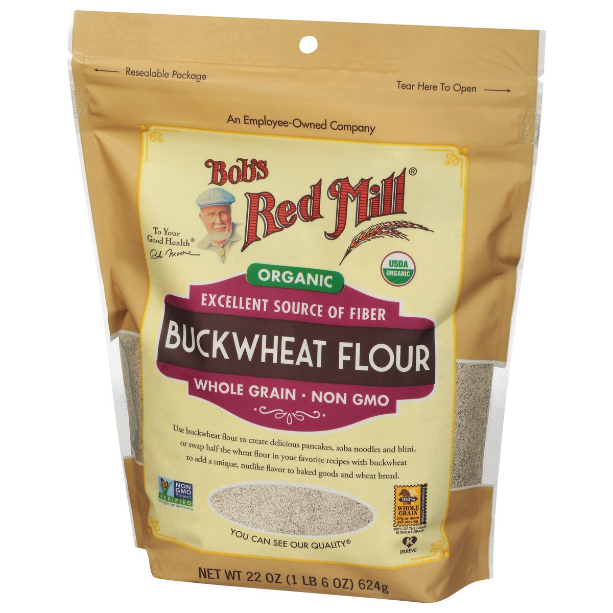 slide 3 of 9, Bob's Red Mill Organic Whole Grain Buckwheat Flour 22 oz, 22 oz