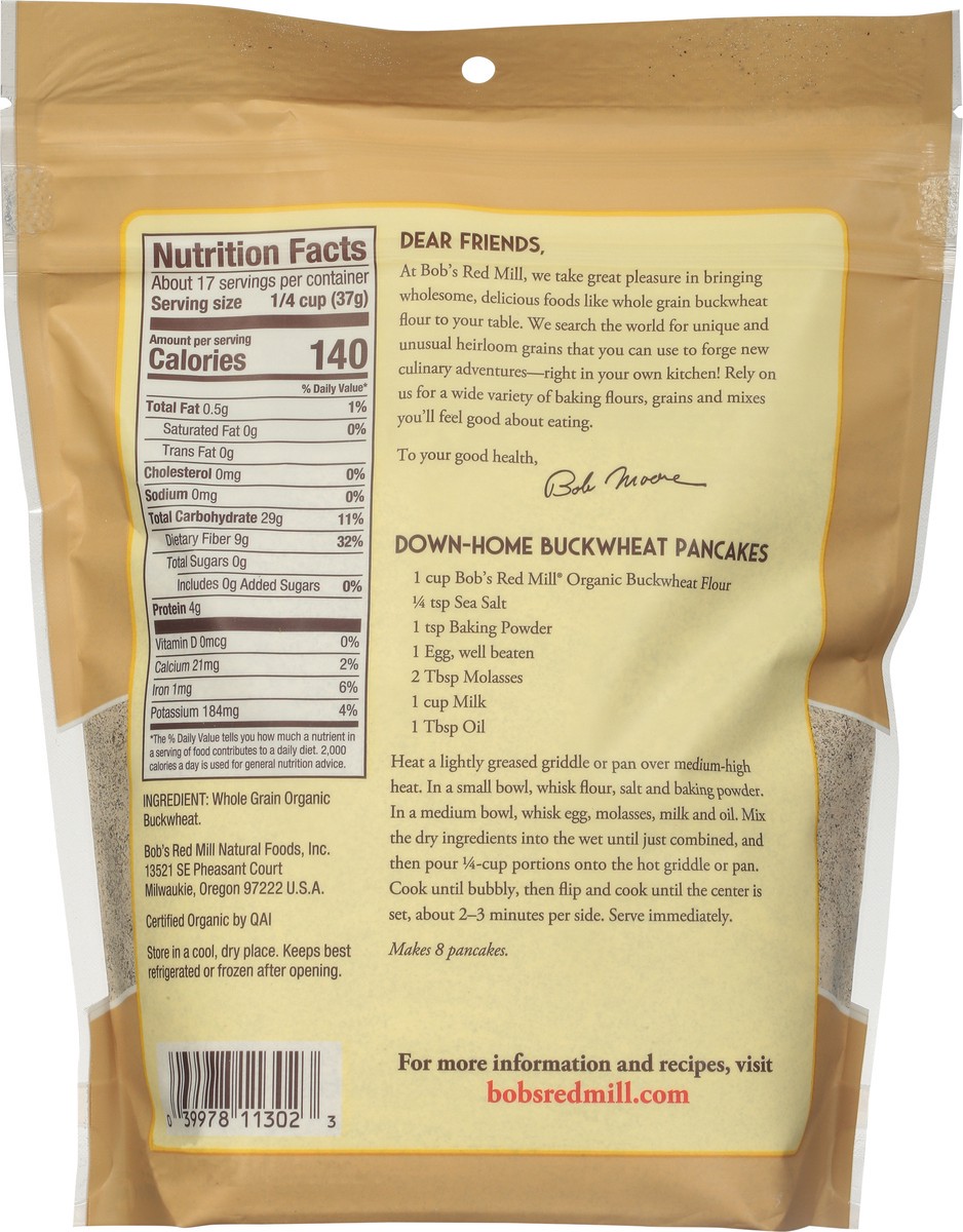 slide 5 of 9, Bob's Red Mill Organic Whole Grain Buckwheat Flour 22 oz, 22 oz