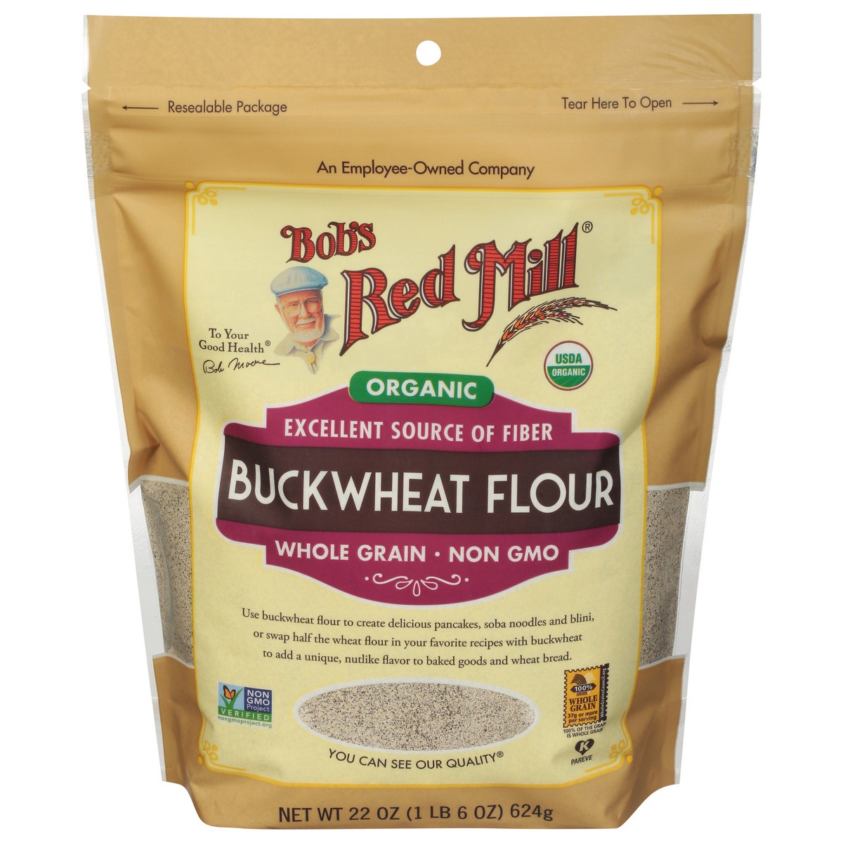 slide 1 of 9, Bob's Red Mill Organic Whole Grain Buckwheat Flour 22 oz, 22 oz