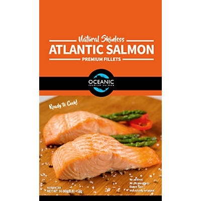 slide 1 of 1, Oceanic Atlantic Salmon Portions Skin-On, 16 oz