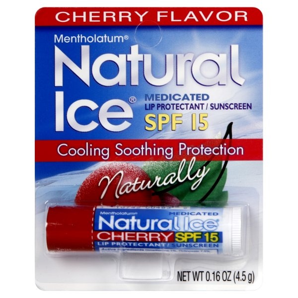 slide 1 of 1, Mentholatum Natural Ice Cherry Scent Lip Balm, 0.16 oz