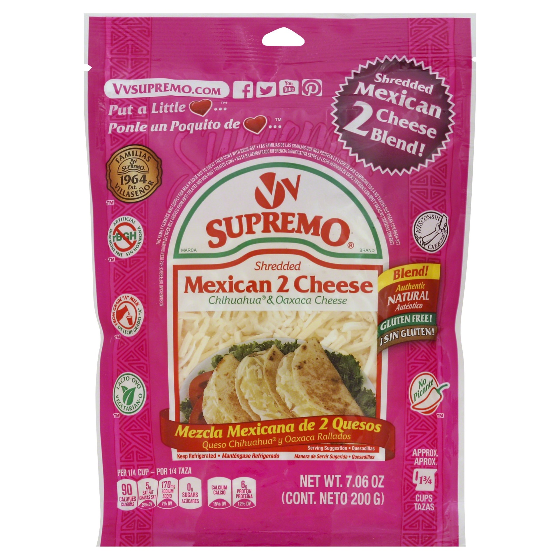 slide 1 of 3, Supremo Shredded Cheese 7.06 oz, 7.06 oz