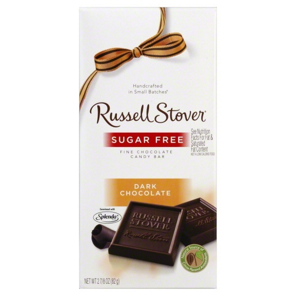 slide 1 of 1, Russell Stover Sugar-Free Fine Chocolate Candy Bar Dark Chocolate, 2.9 oz