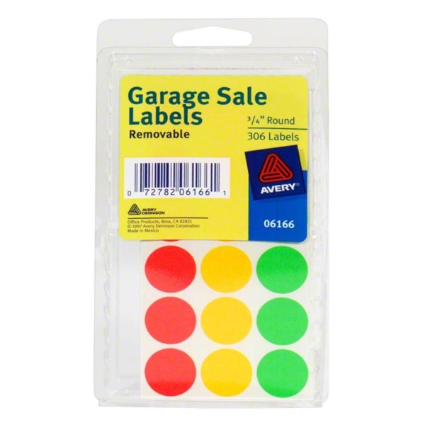 slide 1 of 1, Avery Labels, Garage Sale, Removable, 3/4-Inch Round, 1 ct