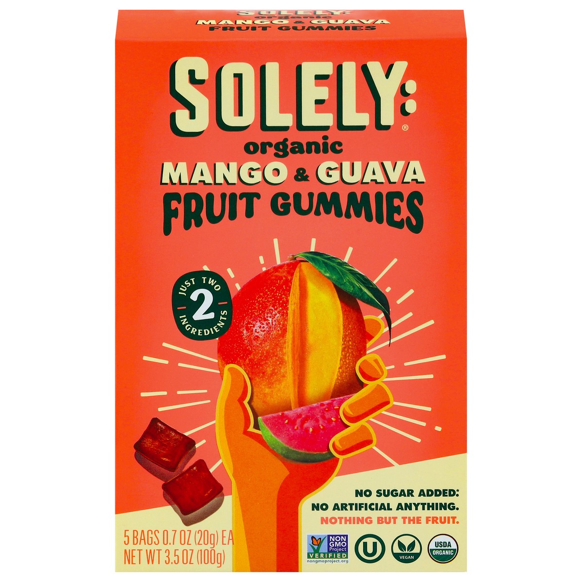 slide 1 of 1, Solely Organic Mango & Guava Fruit Gummies 5 - 0.7 oz Bags, 5 ct