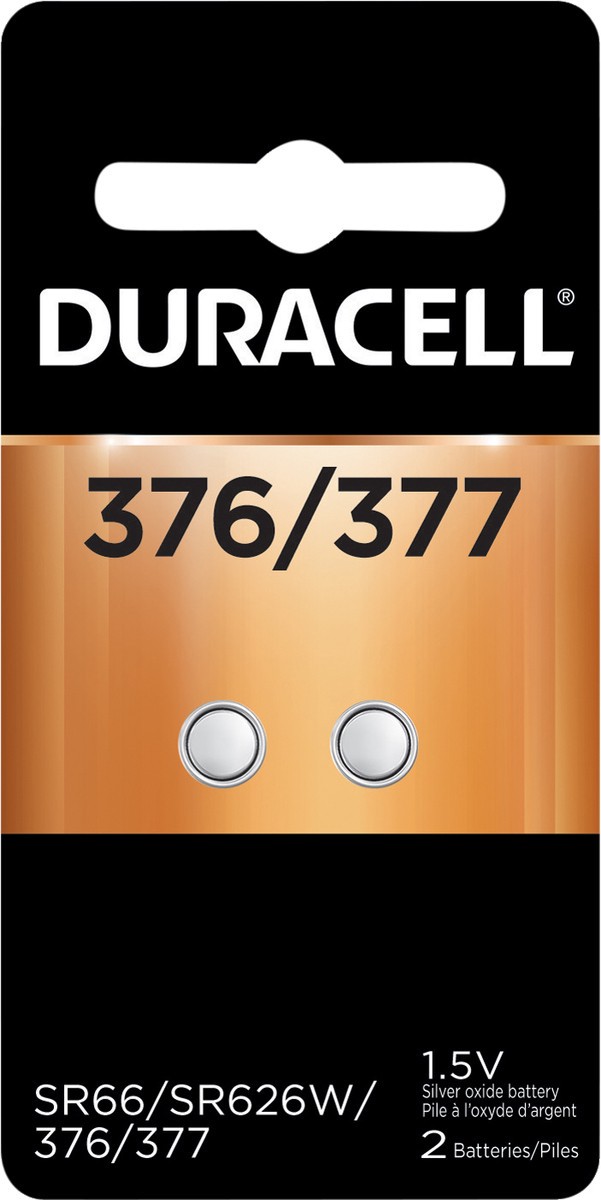 slide 3 of 6, Duracell Battery, Size 377, 2 pk