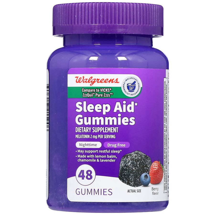 slide 4 of 5, Walgreens Wal-Sleep Z Pure Gummies Melatonin 2 mg Berry, 48 ct