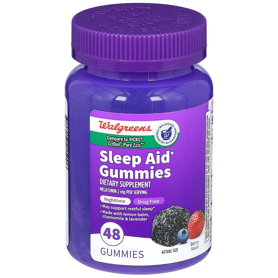 slide 1 of 5, Walgreens Wal-Sleep Z Pure Gummies Melatonin 2 mg Berry, 48 ct