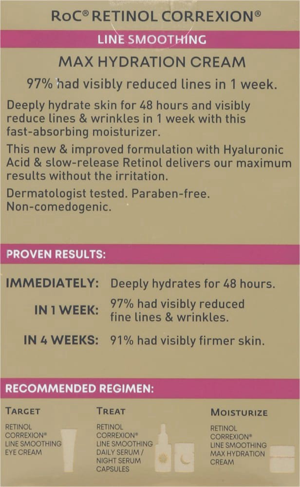 slide 4 of 16, RoC Retinol Correxion Line Smoothing Max Hydration Cream, 1.7 oz