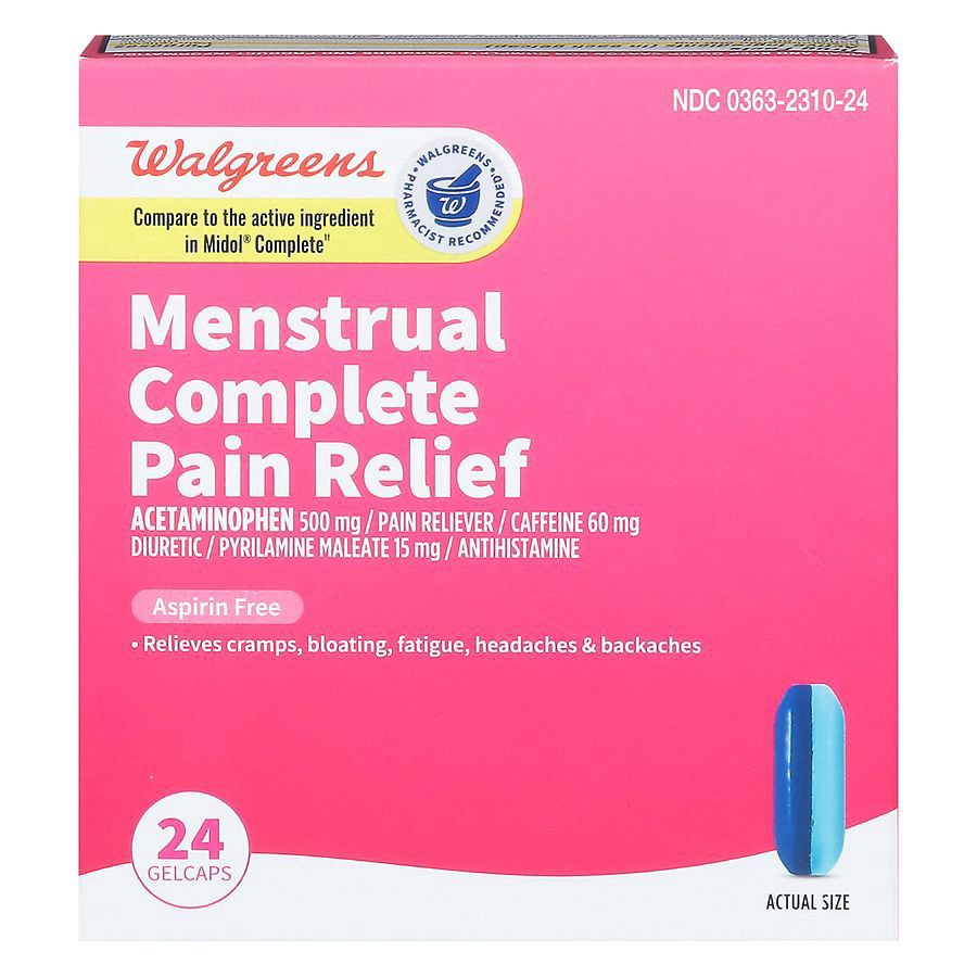 slide 1 of 5, Walgreens Menstrual Complete Pain Relief Gelcaps, 24 ct