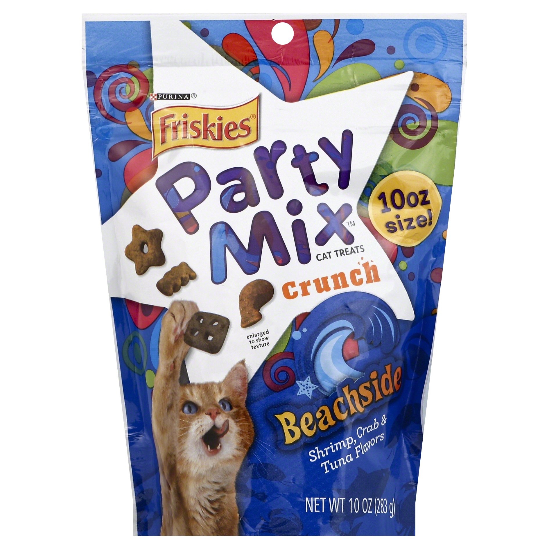 slide 1 of 1, Purina Friskies Party Mix Crunch Beachside Cat Treats, 10 oz