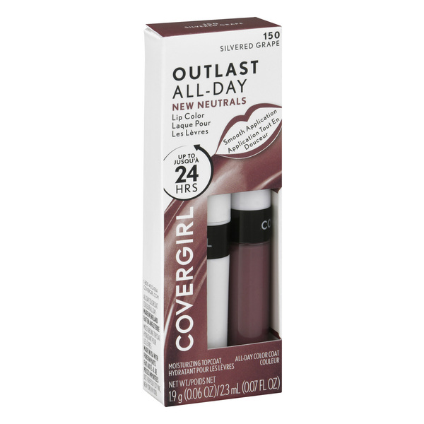 slide 1 of 1, Covergirl Outlast All Day New Neutrals Lip Color, Silvered Grape 150, 0.07 fl oz