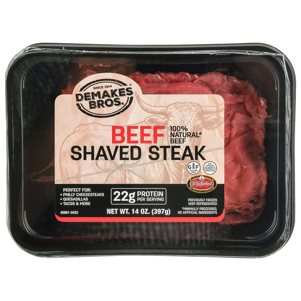 slide 1 of 1, Demakes Bros. Shaved Beef Steak 10oz Frozen, 10 oz