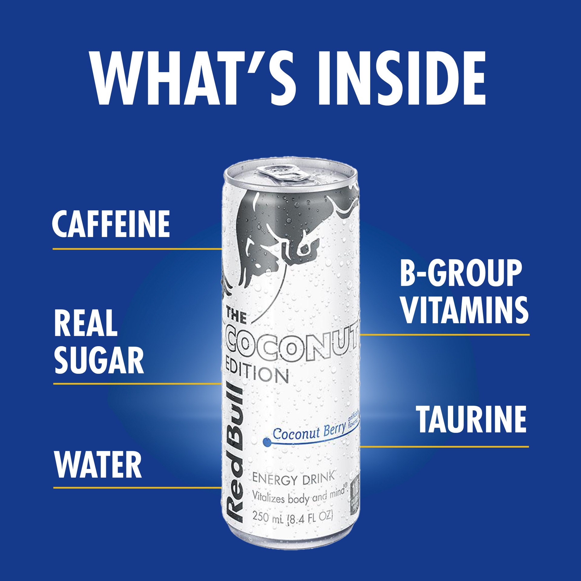 slide 9 of 9, Red Bull The Coconut Edition Coconut Berry Energy Drink 24 - 8.4 fl oz Cans, 24 ct