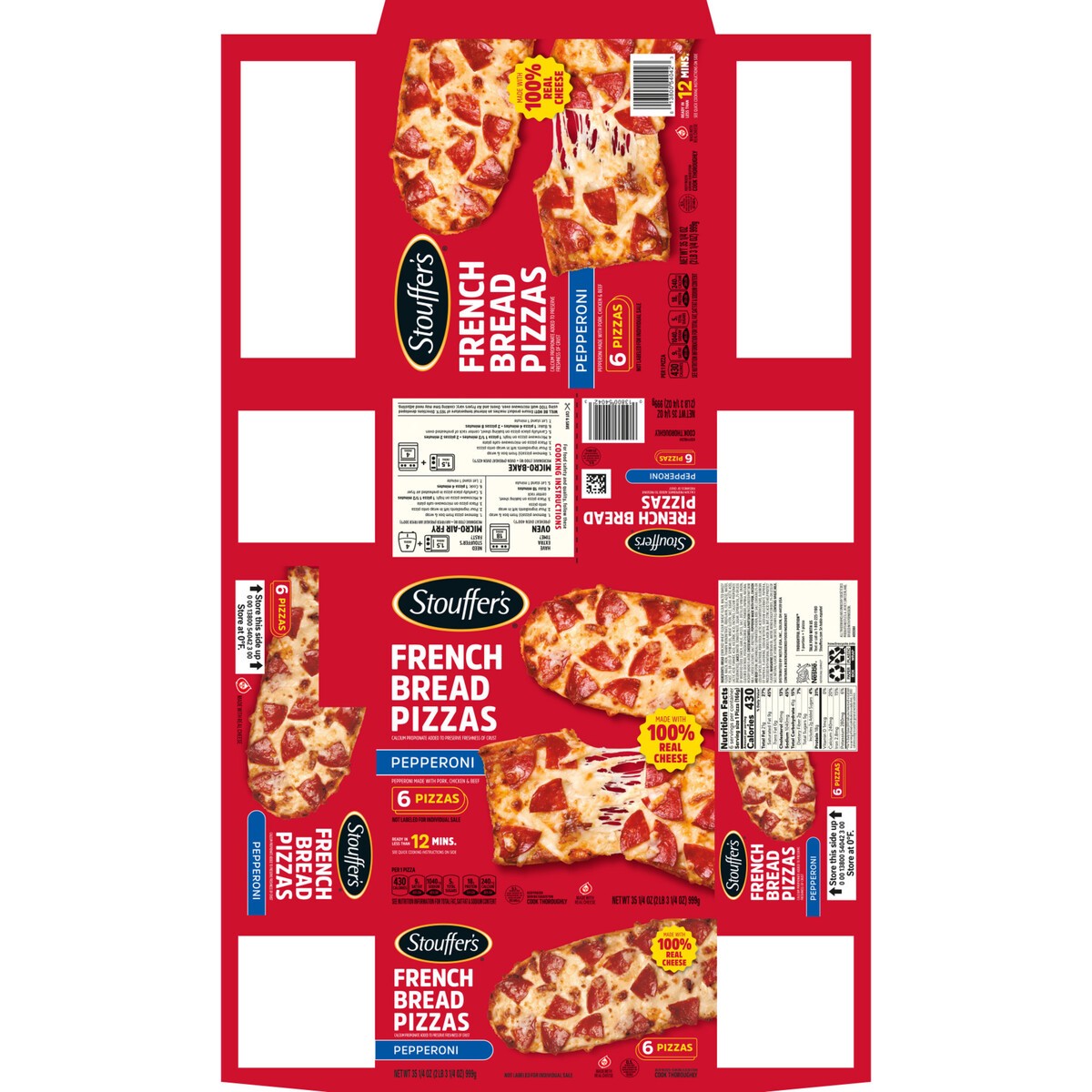 slide 5 of 14, STOUFFER'S French Bread Pepperoni Frozen Pizza 35.25oz Box, 6 ct