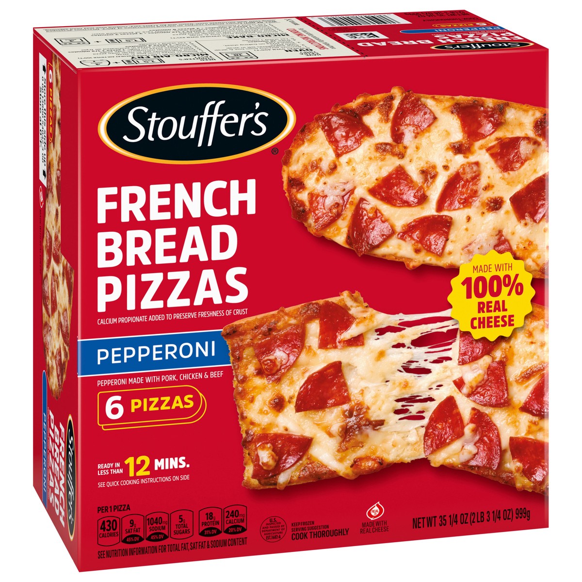 slide 10 of 14, STOUFFER'S French Bread Pepperoni Frozen Pizza 35.25oz Box, 6 ct