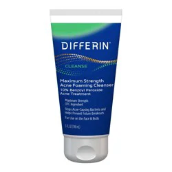 Differin Acne Face Wash with 10% Benzoyl Peroxide, 5 oz