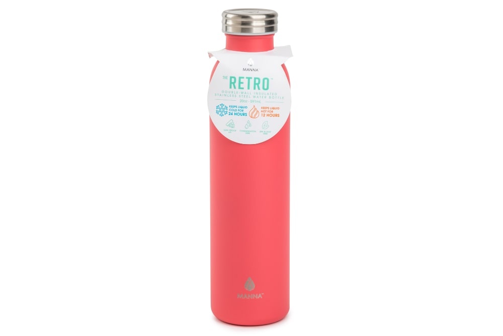 slide 1 of 1, Manna Retro Water Bottle - Pink, 20 oz