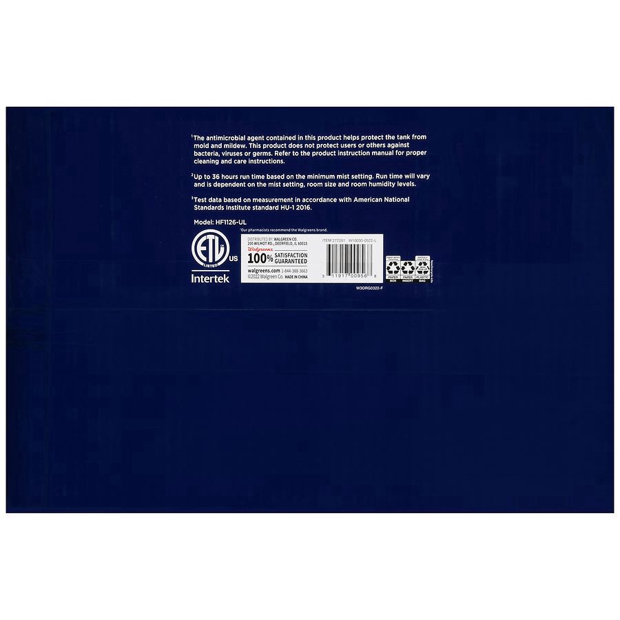 slide 3 of 5, Walgreens Ultrasonic Humidifier, 1.3 Gallon Capacity 1.3 Gallon, 1 ct