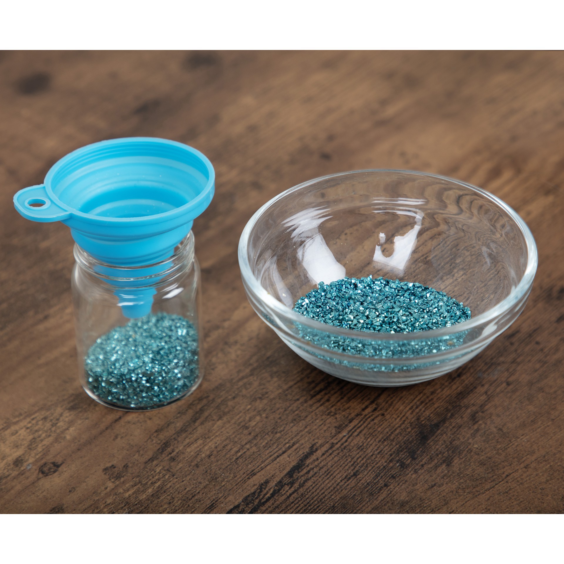 slide 6 of 7, Teal Collapsible Silicone Funnel By Bead Landing, 4.75 in x 3.25 in x 0.6 in