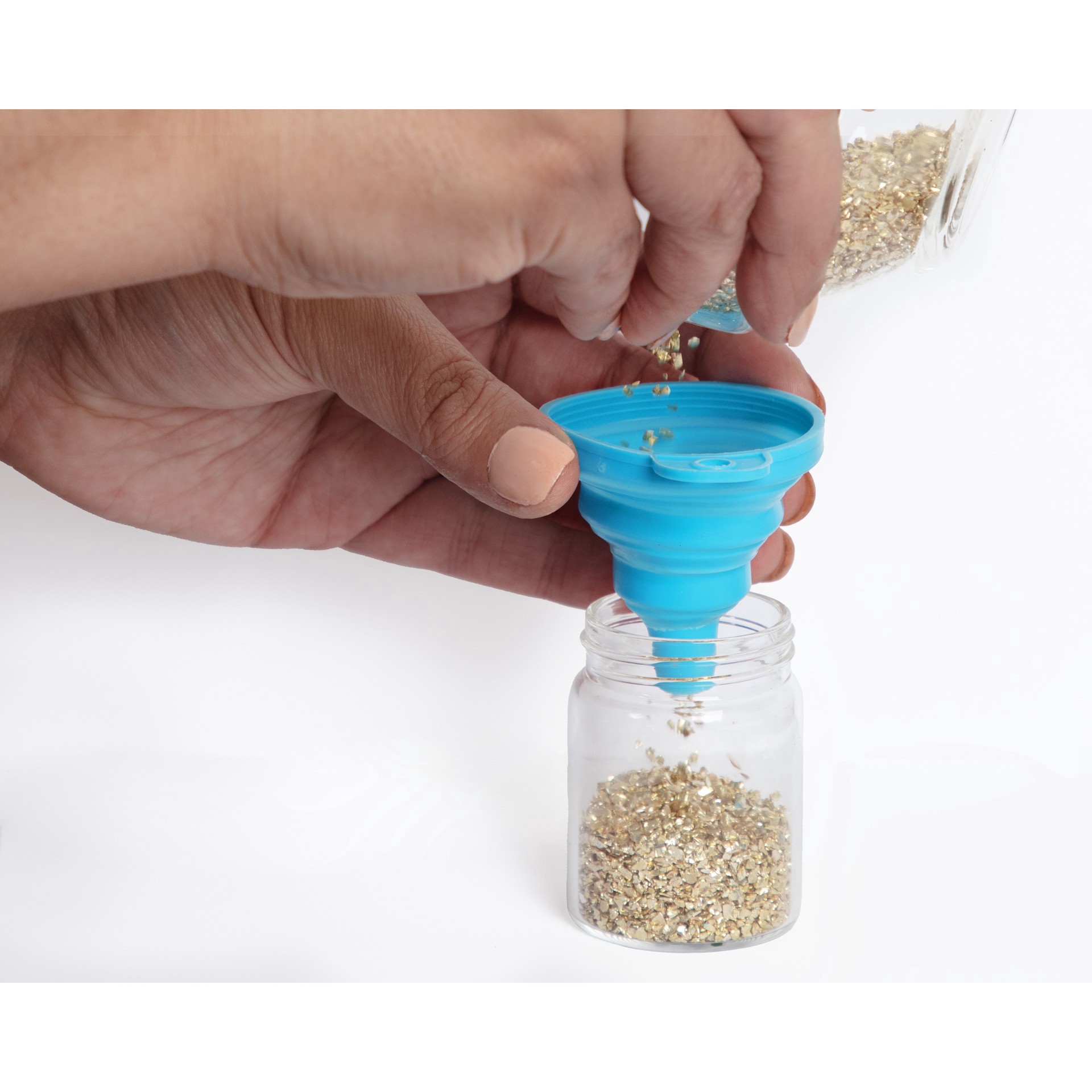slide 4 of 7, Teal Collapsible Silicone Funnel By Bead Landing, 4.75 in x 3.25 in x 0.6 in