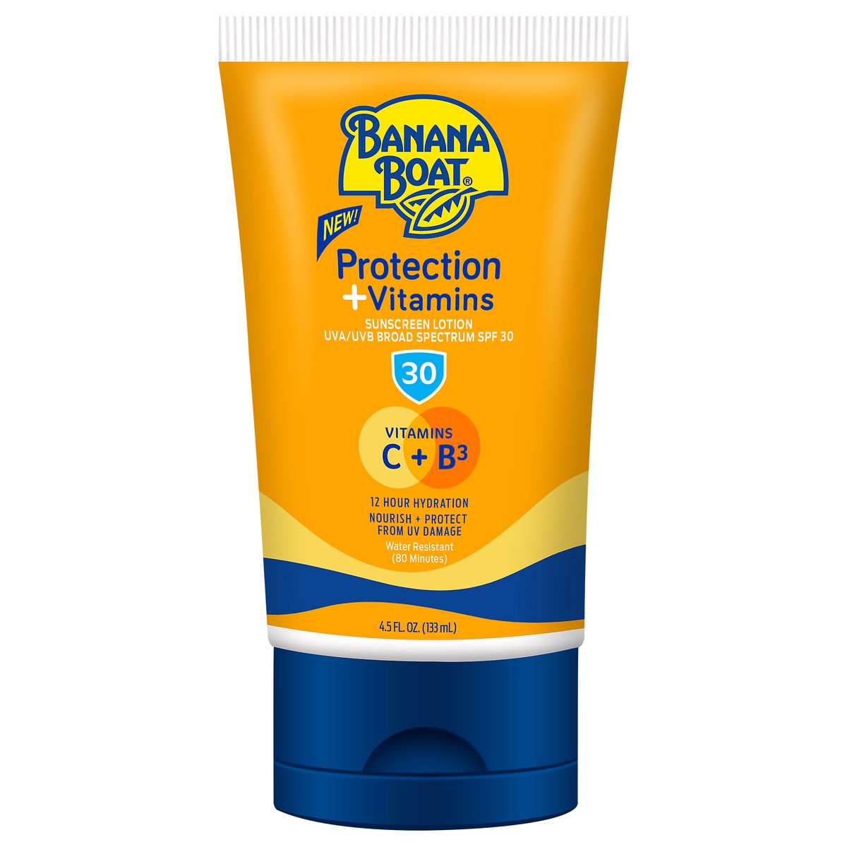 slide 1 of 9, Banana Boat Protection + Vitamins Moisturizing Sunscreen Lotion SPF 30, 4.5 oz., 4.5 fl oz