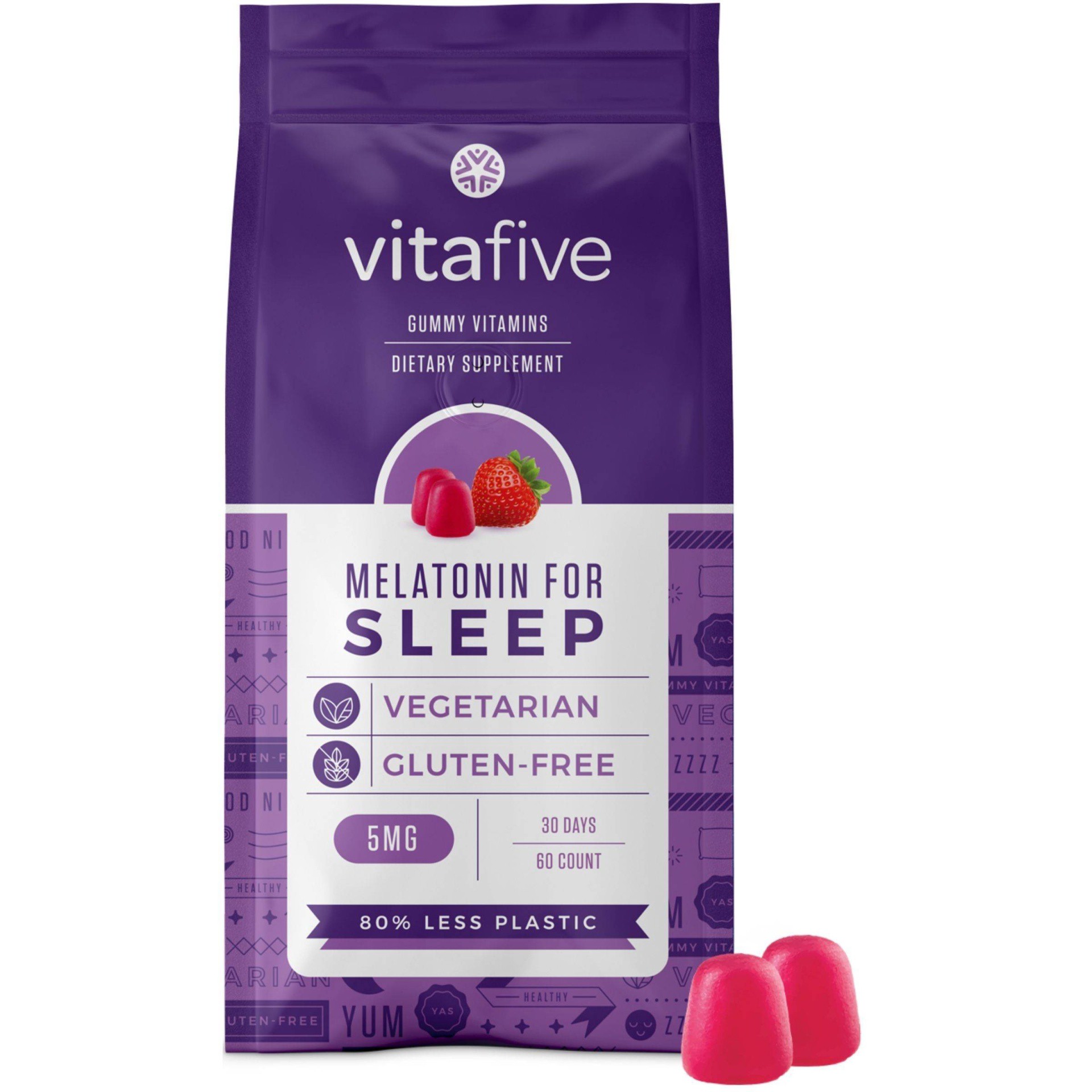 slide 1 of 8, Vitafive Melatonin for Sleep Gummy, 60 ct