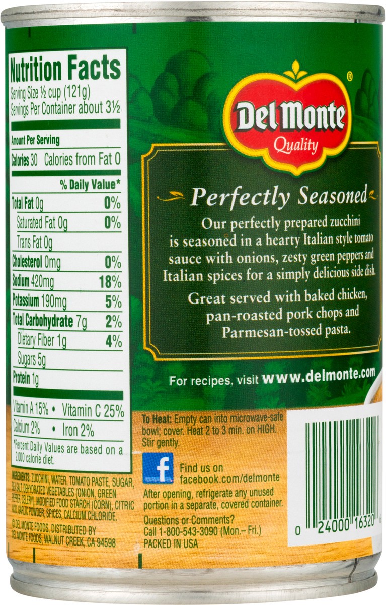 slide 4 of 12, Del Monte Seasoned Zucchini With Italian Style Tomato Sauce, 14.5 oz