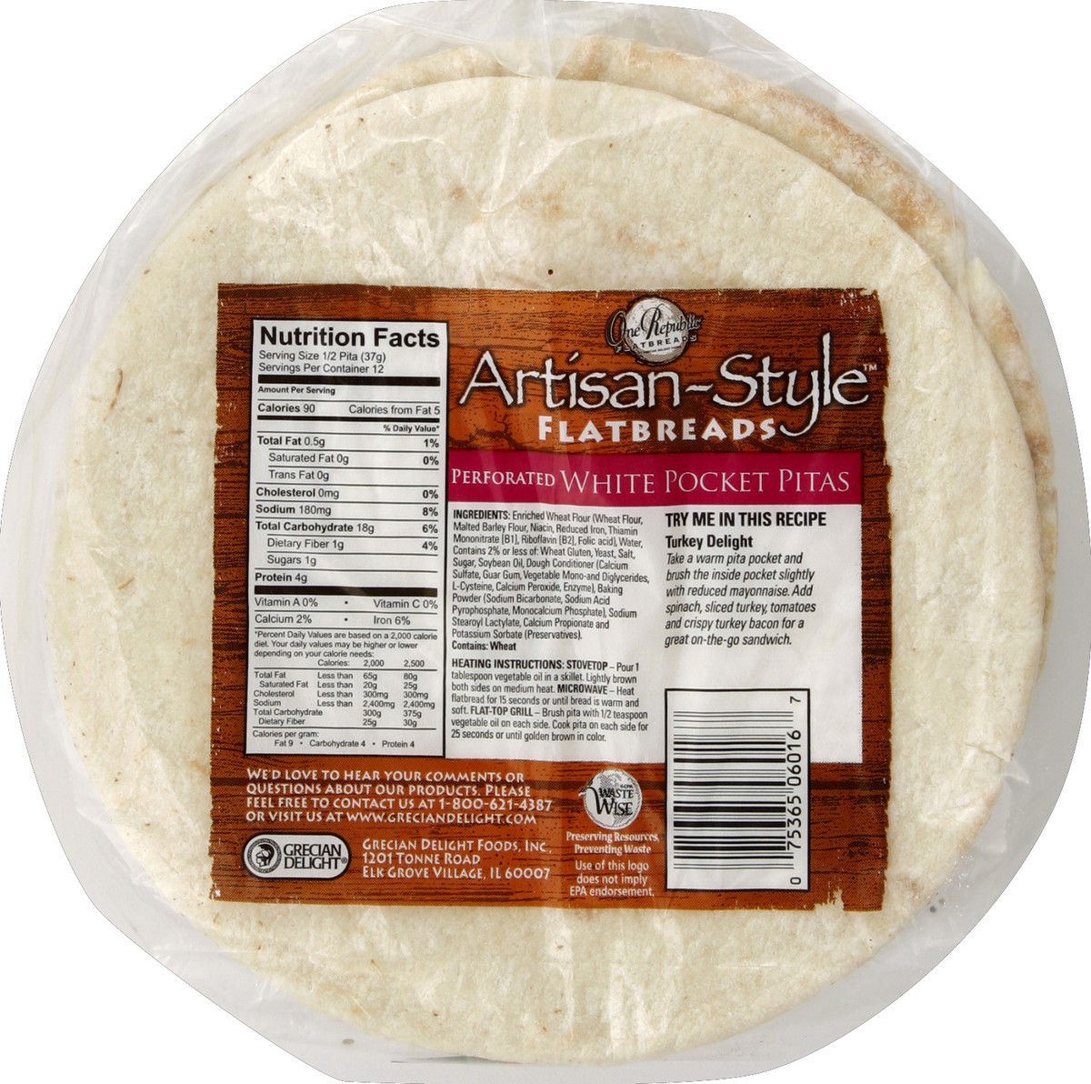 slide 5 of 5, ONE Republic Flatbread White Pocket Pita 6 Inch, 6 ct