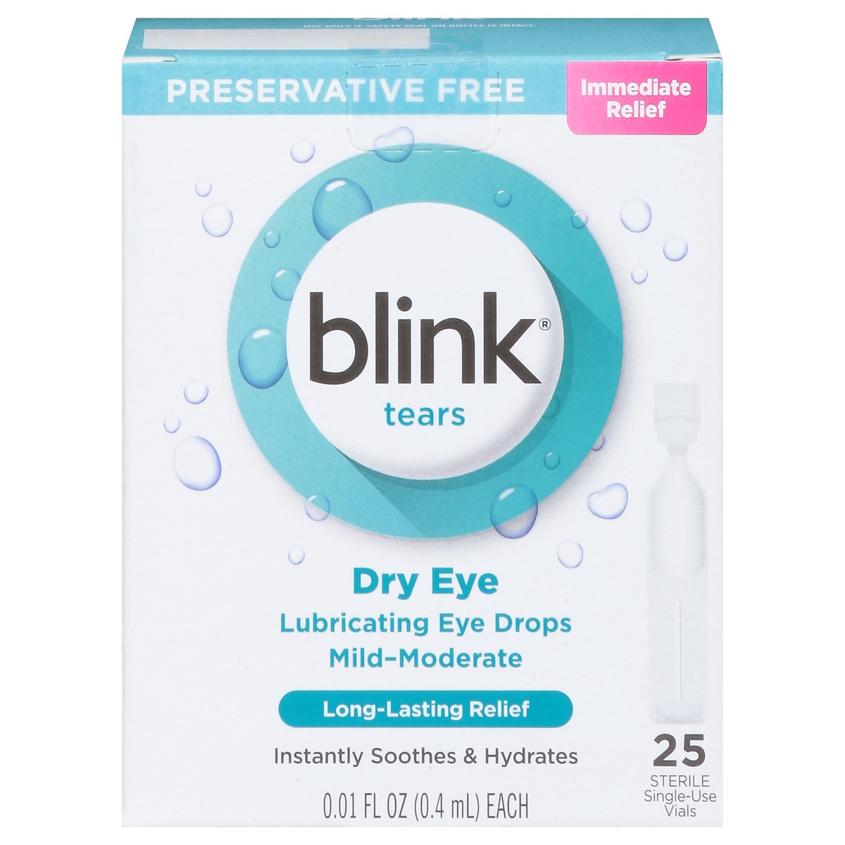 slide 13 of 15, Blink Dry Eye Lubricating Eye Drops 25 - 0.01 fl oz Vials, 25 ct