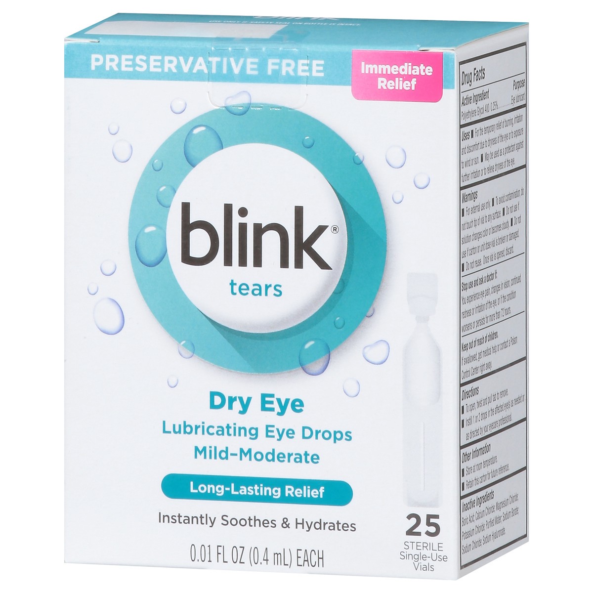 slide 11 of 15, Blink Dry Eye Lubricating Eye Drops 25 - 0.01 fl oz Vials, 25 ct