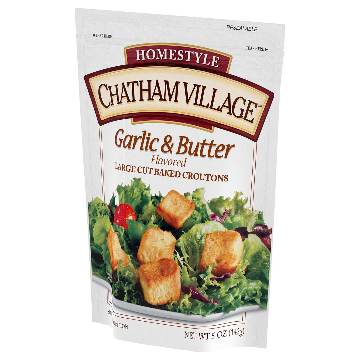 slide 2 of 11, Chatham Village Garlic & Butter Flavored Traditional Cut Baked Croutons, 5 oz