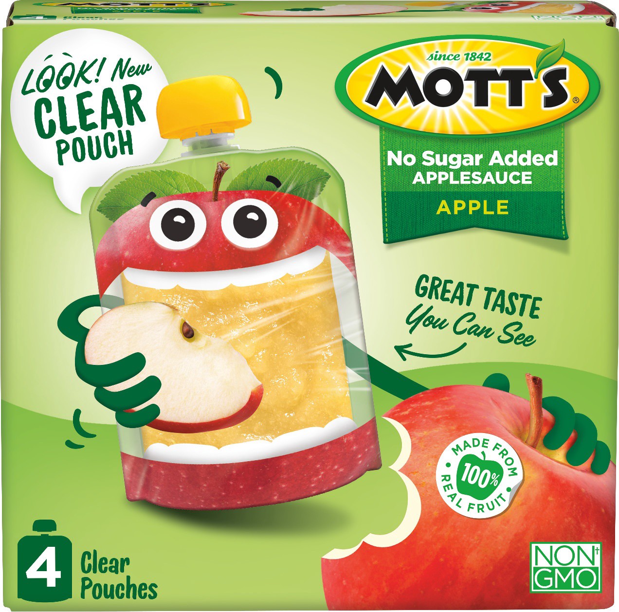 slide 1 of 7, Mott's Unsweetened Applesauce/Pouches, 4 ct; 3.2 oz