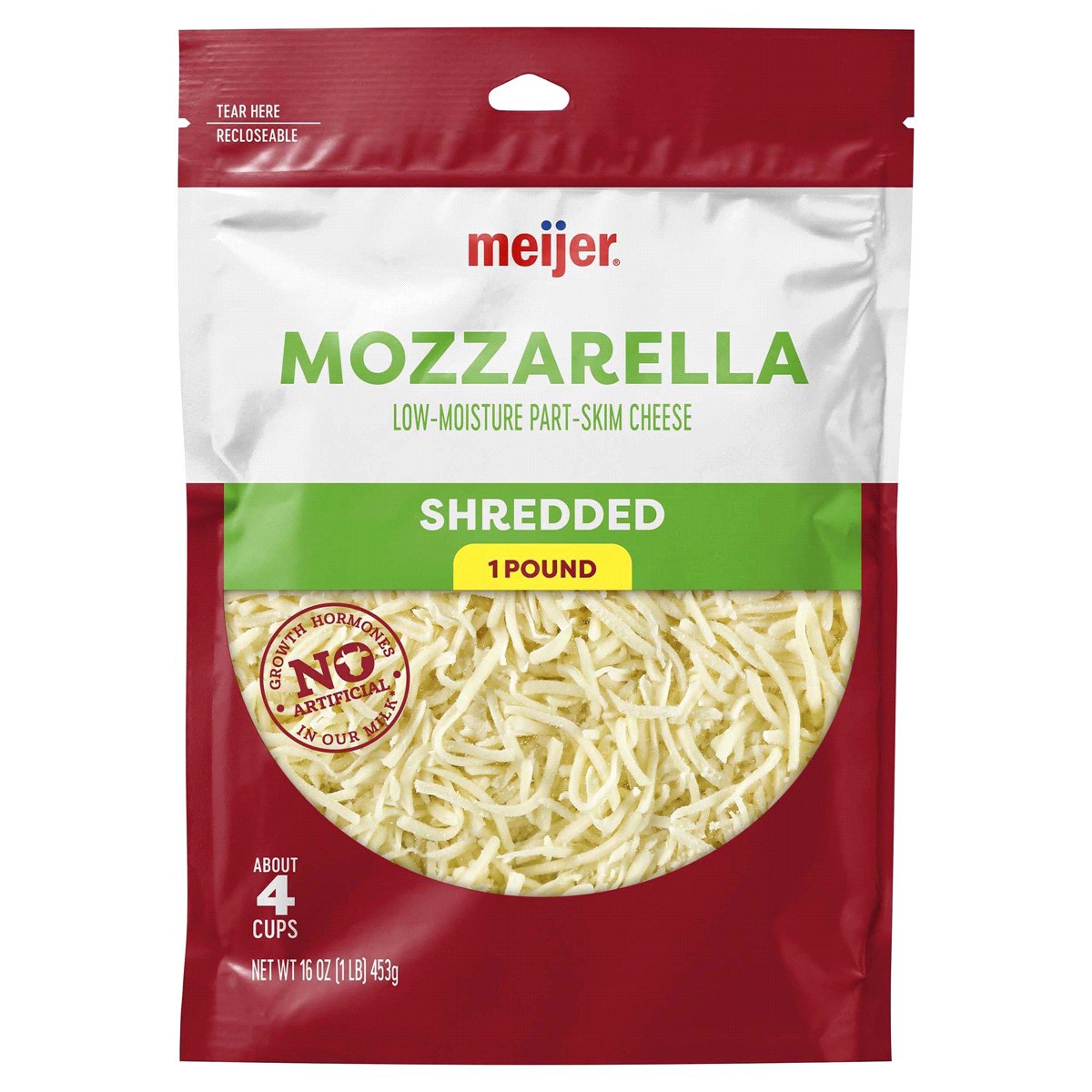 slide 1 of 5, Meijer Shredded Mozzarella Cheese, 16 oz