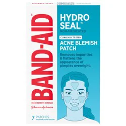 Band-Aid Brand Hydro Seal Acne Blemish Patches, Clear Non-Medicated Acne Blemish Patch for Face Absorbs Fluids & Provides a Protective Healing Environment for Pimples, Sterile, 7 Patches