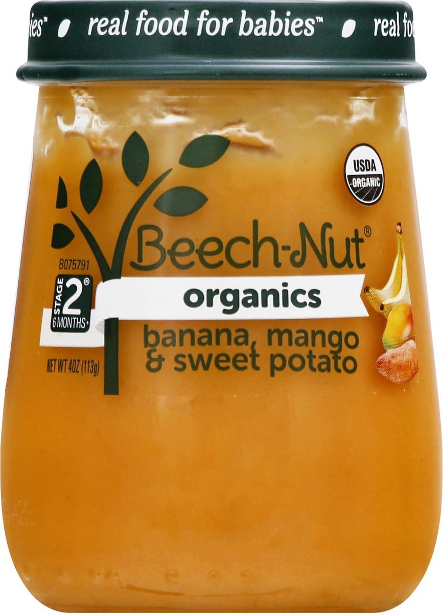 slide 9 of 10, Beech-Nut Organics Stage 2, Banana Mango & Sweet Potato Baby Food, 4 oz Jar, 4 oz