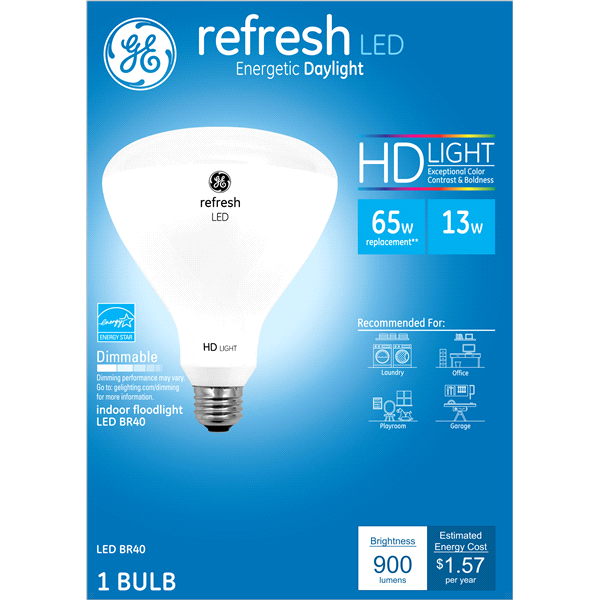 slide 1 of 1, GE Refresh Daylight HD 65W Replacement LED Light Bulbs Indoor Floodlight R40, 1 ct