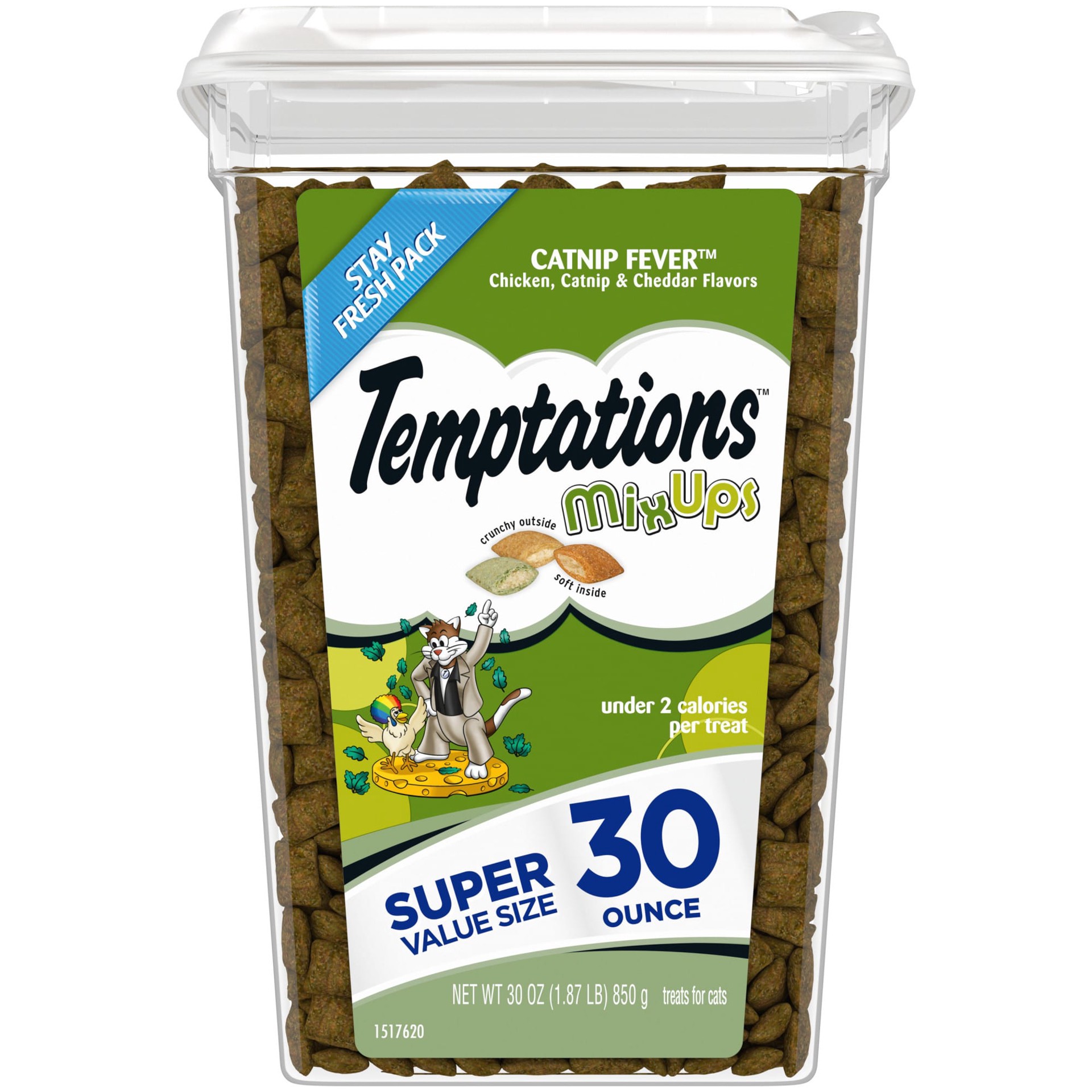 slide 1 of 4, Temptations Mix Ups Catnip Fever Treats for Cats Super Value Size 30 oz, 30 oz