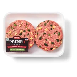 H-E-B Prime 1 Beef Burger Patties - Poblano Cheese